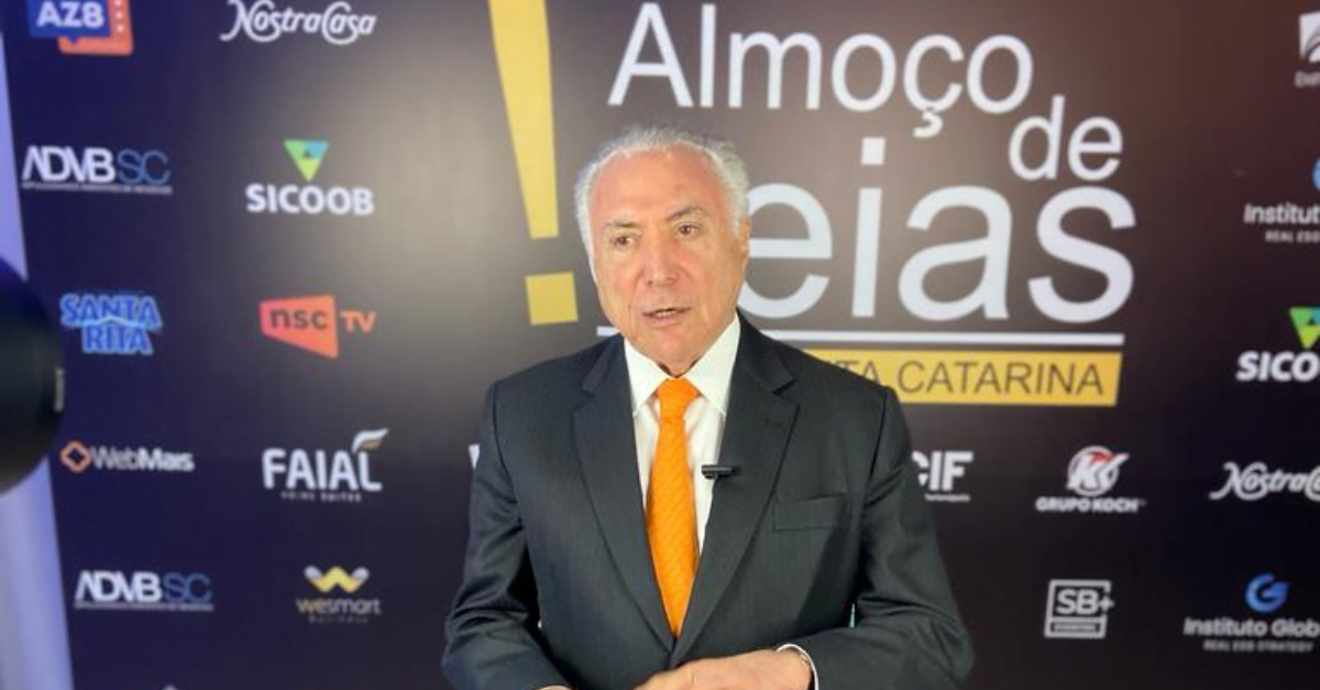 Michel Temer fala em pacificação do país durante o Almoço de Ideias ADVB/SC